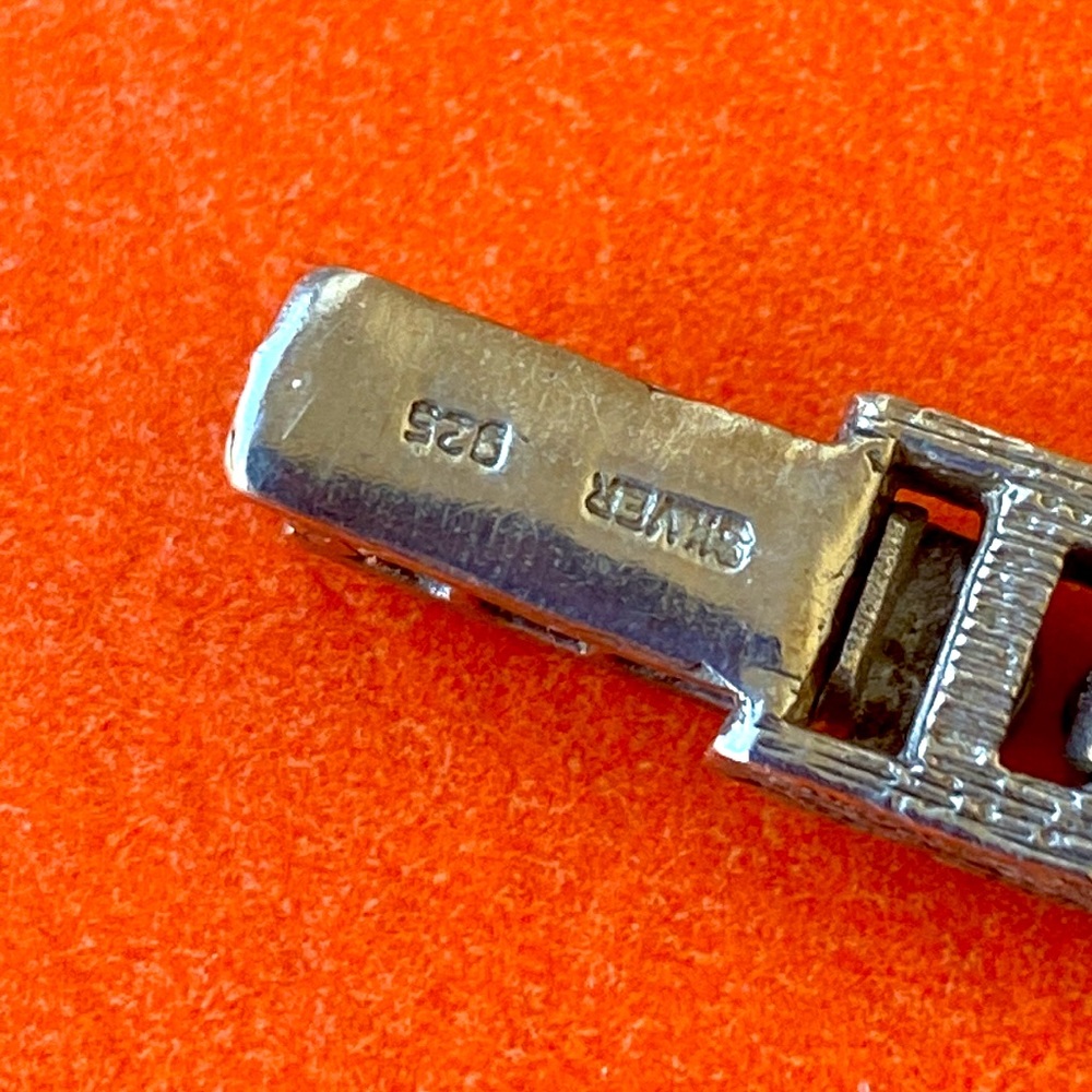 Solid Sterling Silver Marcasite Bracelet Jabo Wat… - image 3